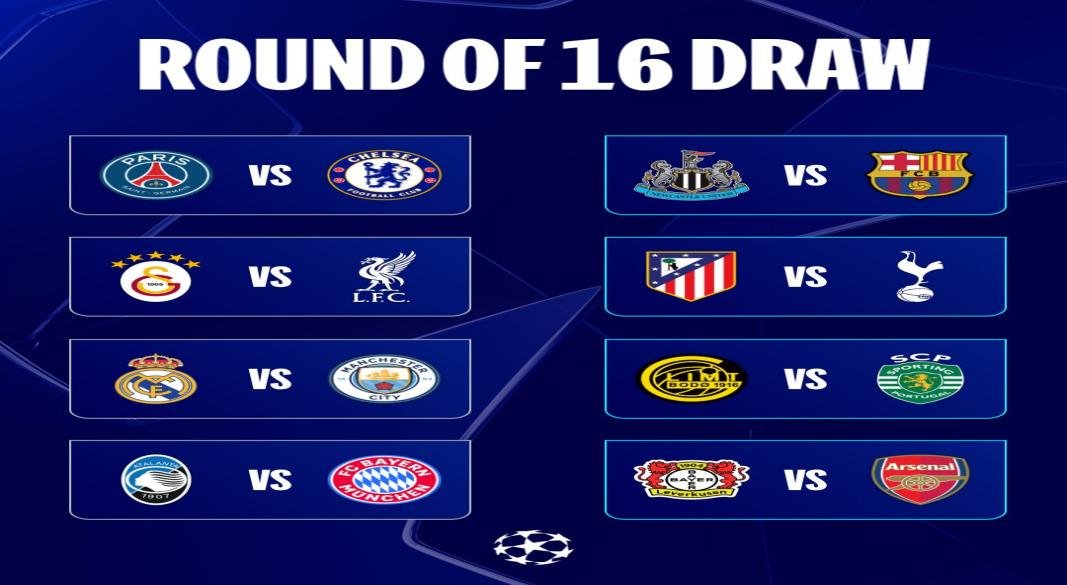 UCL round of 16 fixtures